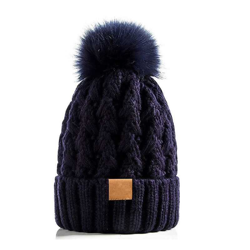Snow Cap Knitted Hat Unisex Rolled Brim