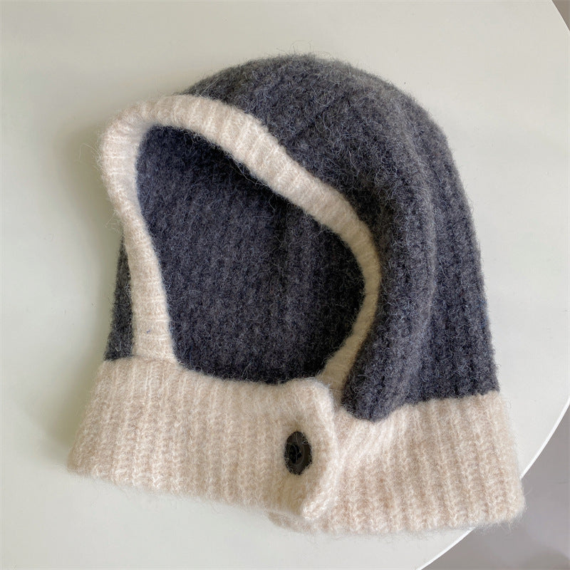 One-piece Knitted Balaclava With Built-in Neck Warmer And Ear Protection