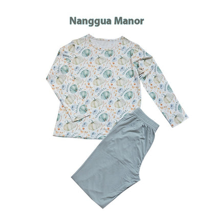 Bamboo Cotton Knitted Parent-child Homewear Clothes Pajamas Suit