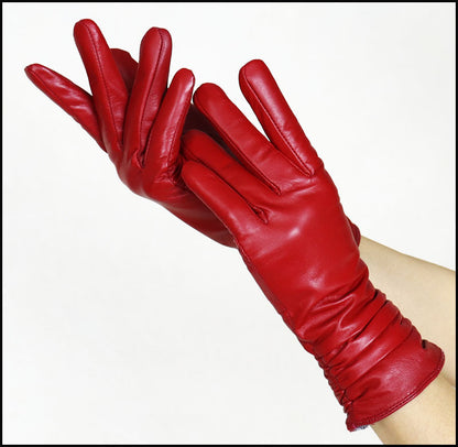High-end Women's Sheepskin Gloves Leather Extended