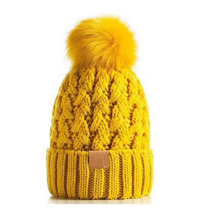 Snow Cap Knitted Hat Unisex Rolled Brim