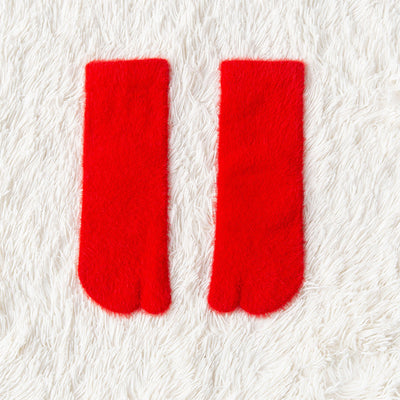 Women's Fleece-lined Thermal Winter Toe Socks Mid-calf Thick Warm