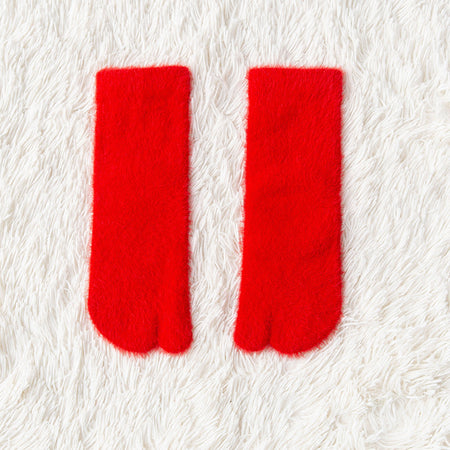 Women's Fleece-lined Thermal Winter Toe Socks Mid-calf Thick Warm