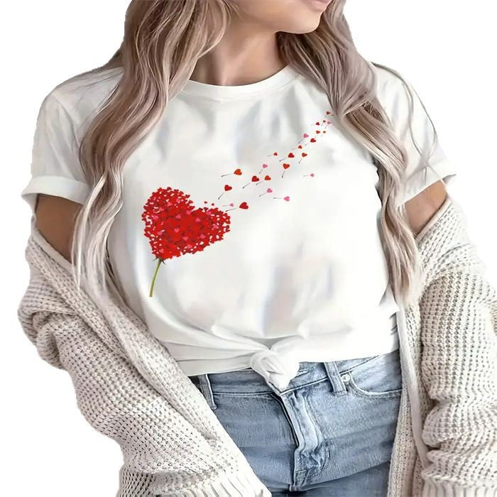 Women's Printed Crew-Neck Plus-Size Short-Sleeve Top