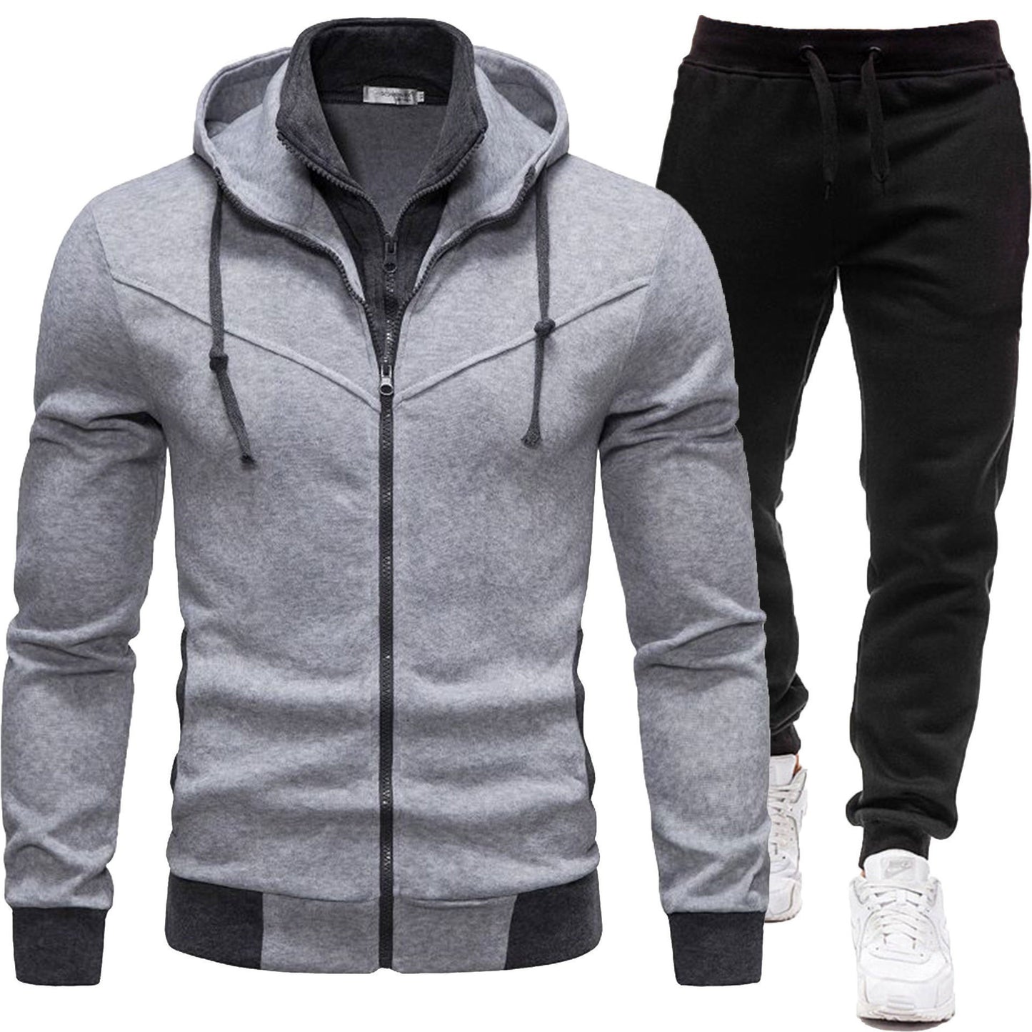 Sport-Style Patchwork Jacket And Casual Long-Sleeve Pants