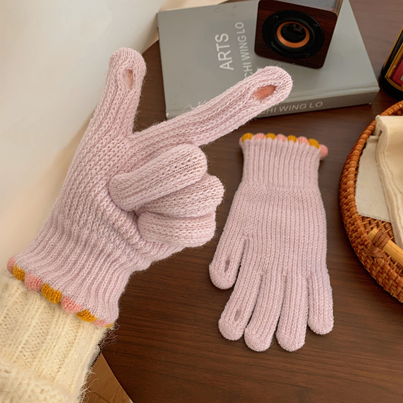 Winter Fingerless Knitted Gloves Touchscreen Warm Windproof