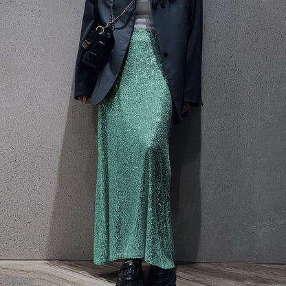 High-density Sequin Midi Skirt For Women Social Media Favorite