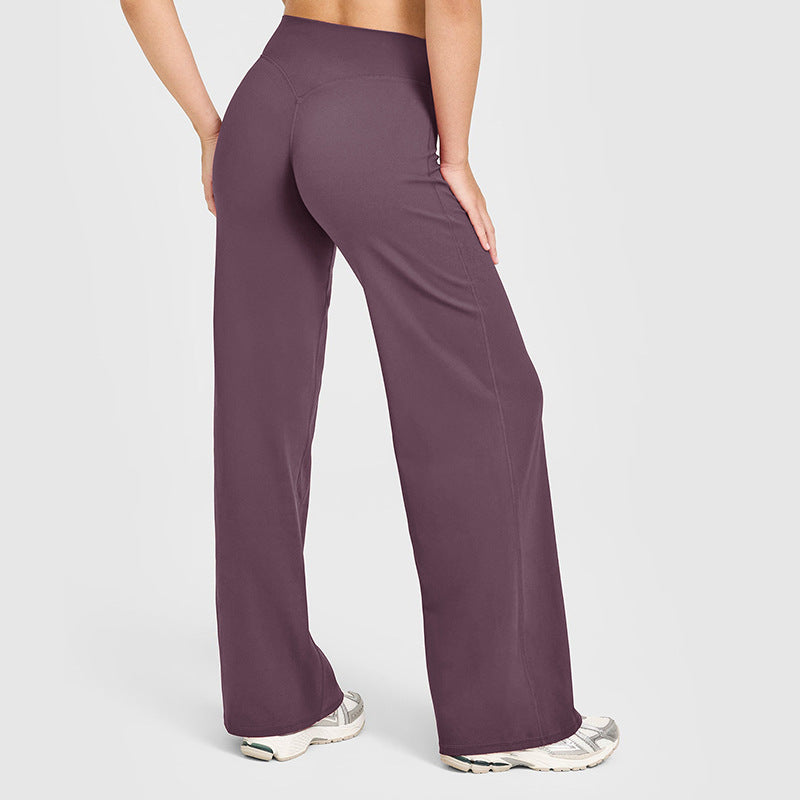 Loose Straight-leg Yoga Pants That Create A Slimming High-waisted Look