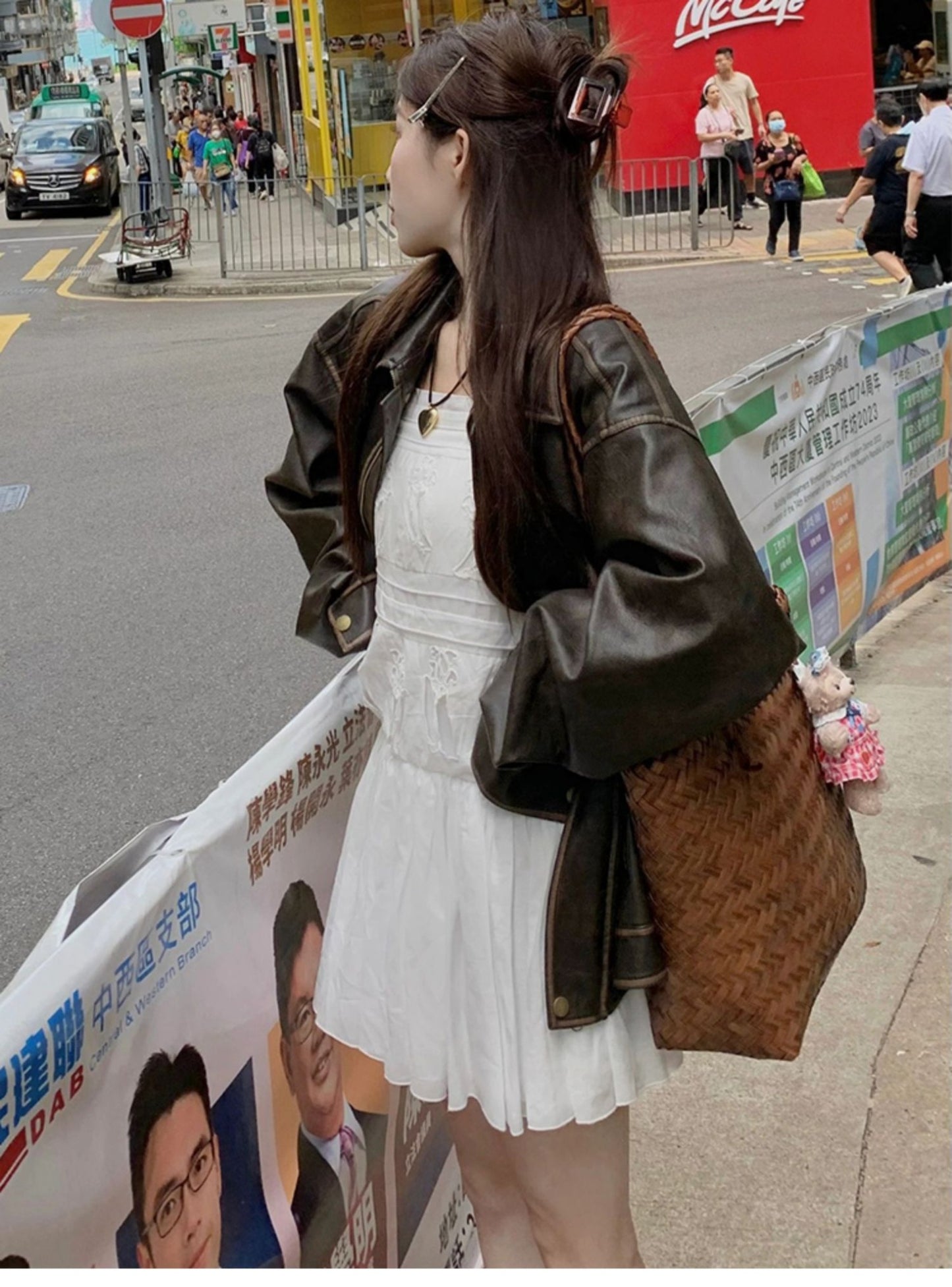 American Sweet Cool Retro Vintage Brown Leather Coat