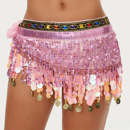Belly Dance Sequin Fringe Waist Scarf Indian Dance Performance Belt
