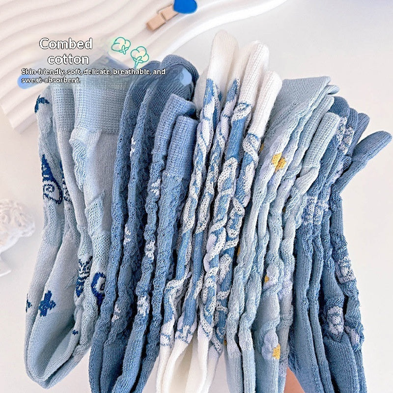 Women's Blue-toned Mid-calf Socks