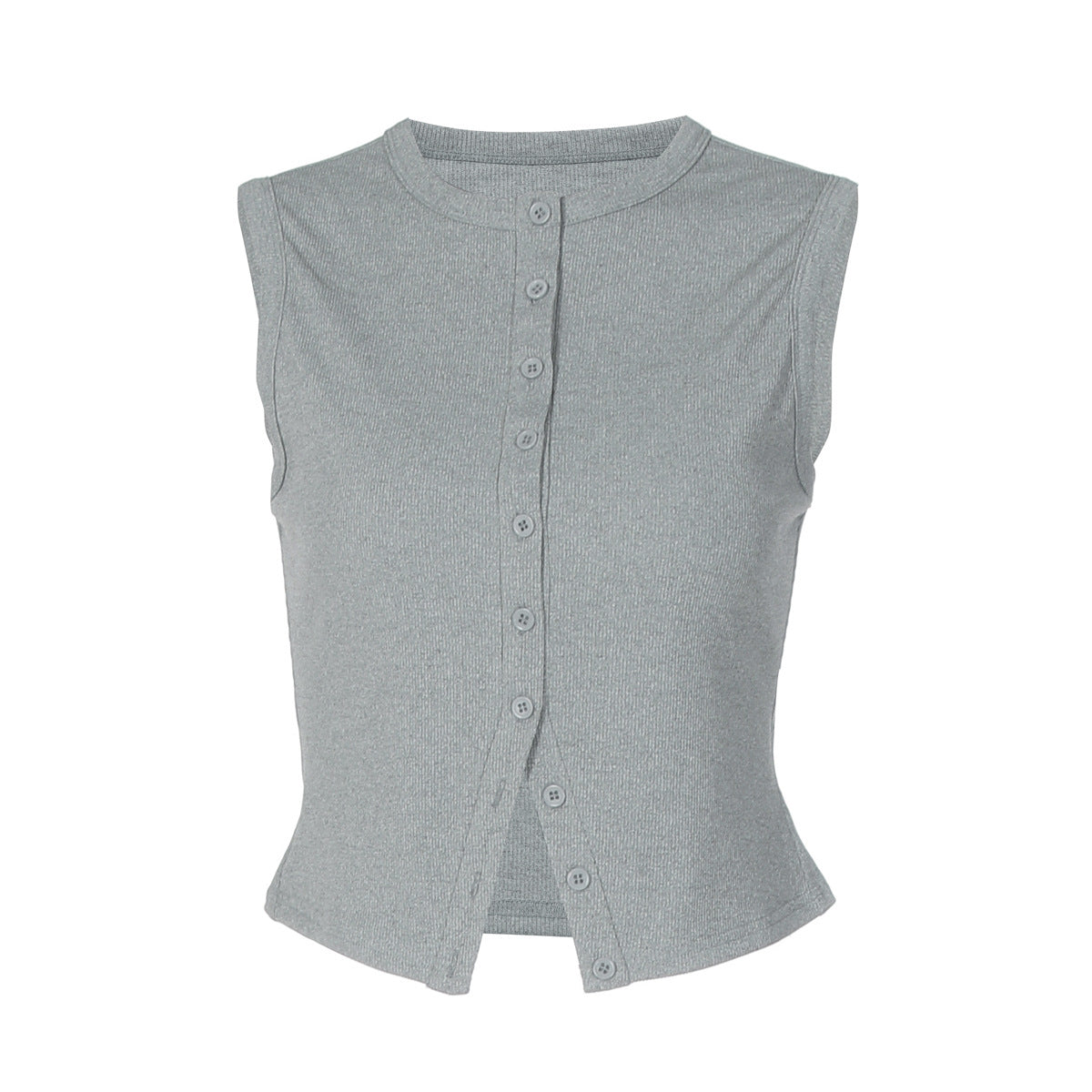 Women's Versatile Knitted Vest Top With Buttons