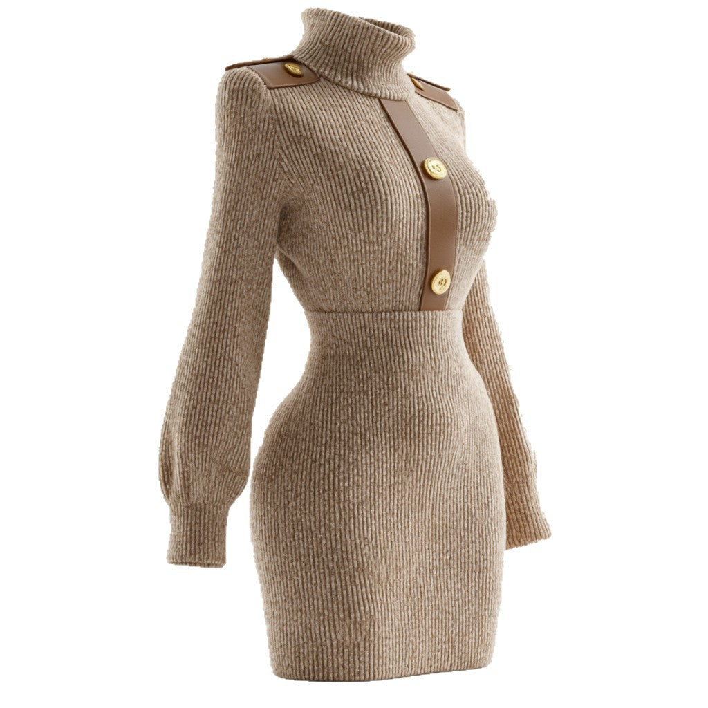 Women's Turtleneck Long-sleeve Knit Dress