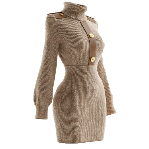 Women's Turtleneck Long-sleeve Knit Dress