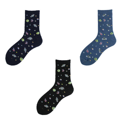 Women's Cotton Socks Cosmic-themed Creative Floor-length Stockings