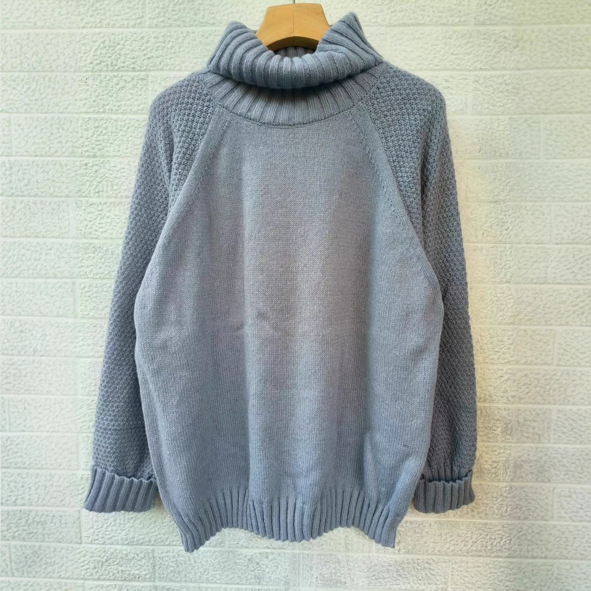 Womens Fashion Long-Sleeve Solid-Color Plus-Size Knitted Sweater
