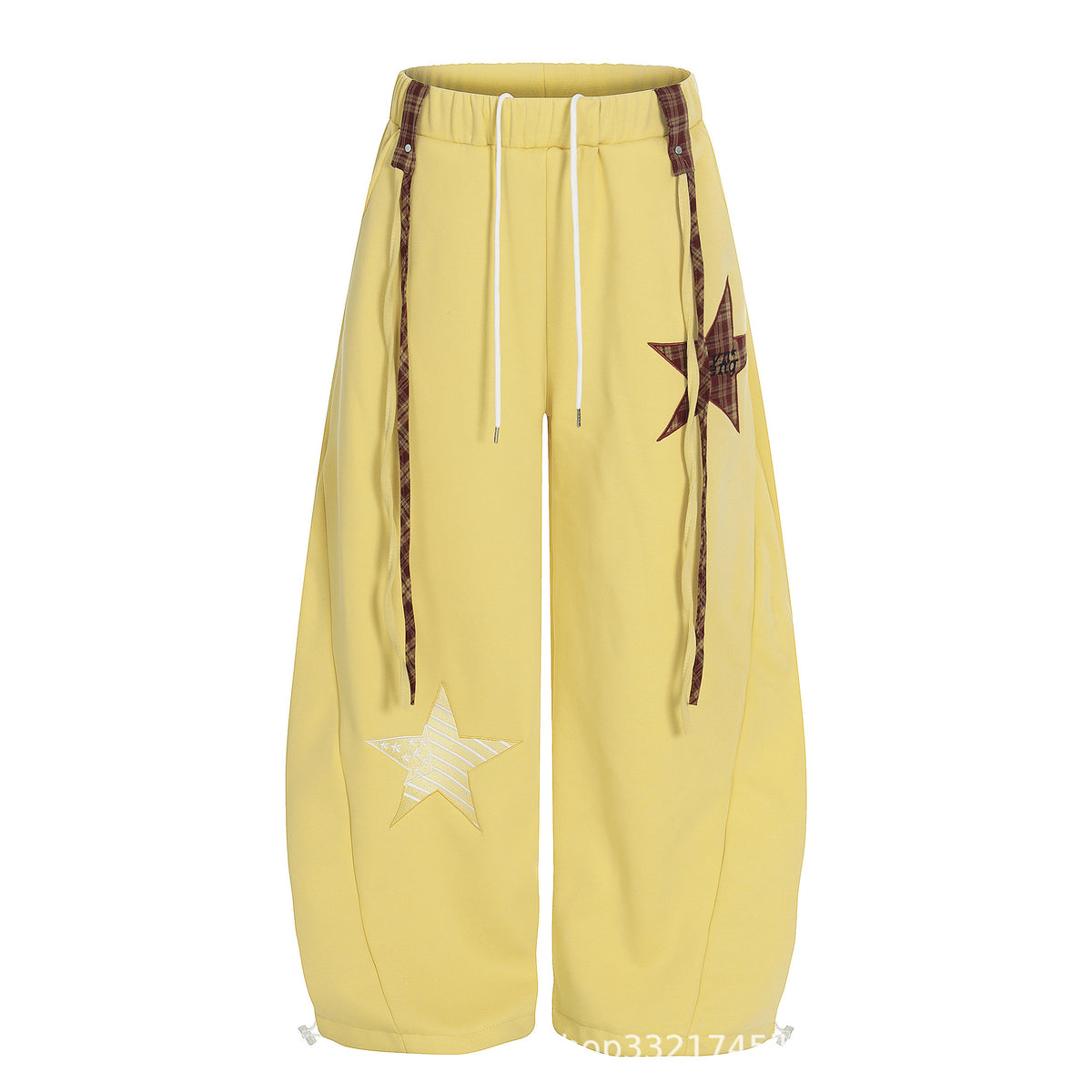 Starry Embroidery Fleece Lined Casual Pants For Women Loose Fit Trousers