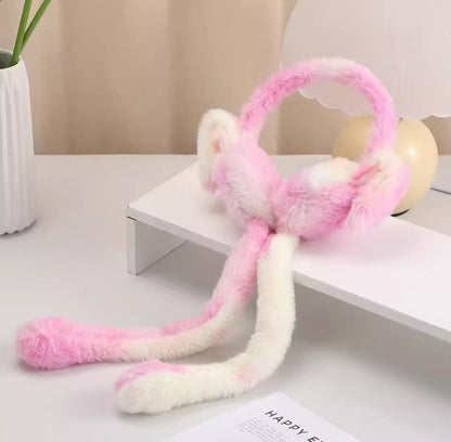 Cute Plush Airbag Movable Rabbit Earmuffs