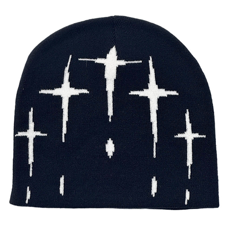 Starry Y2K Trendy Retro Knit Unisex Cross Knit Cap