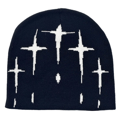 Starry Y2K Trendy Retro Knit Unisex Cross Knit Cap